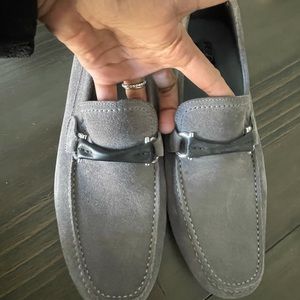 Salvatore Ferragamo suede grey loafers size 8.5 E